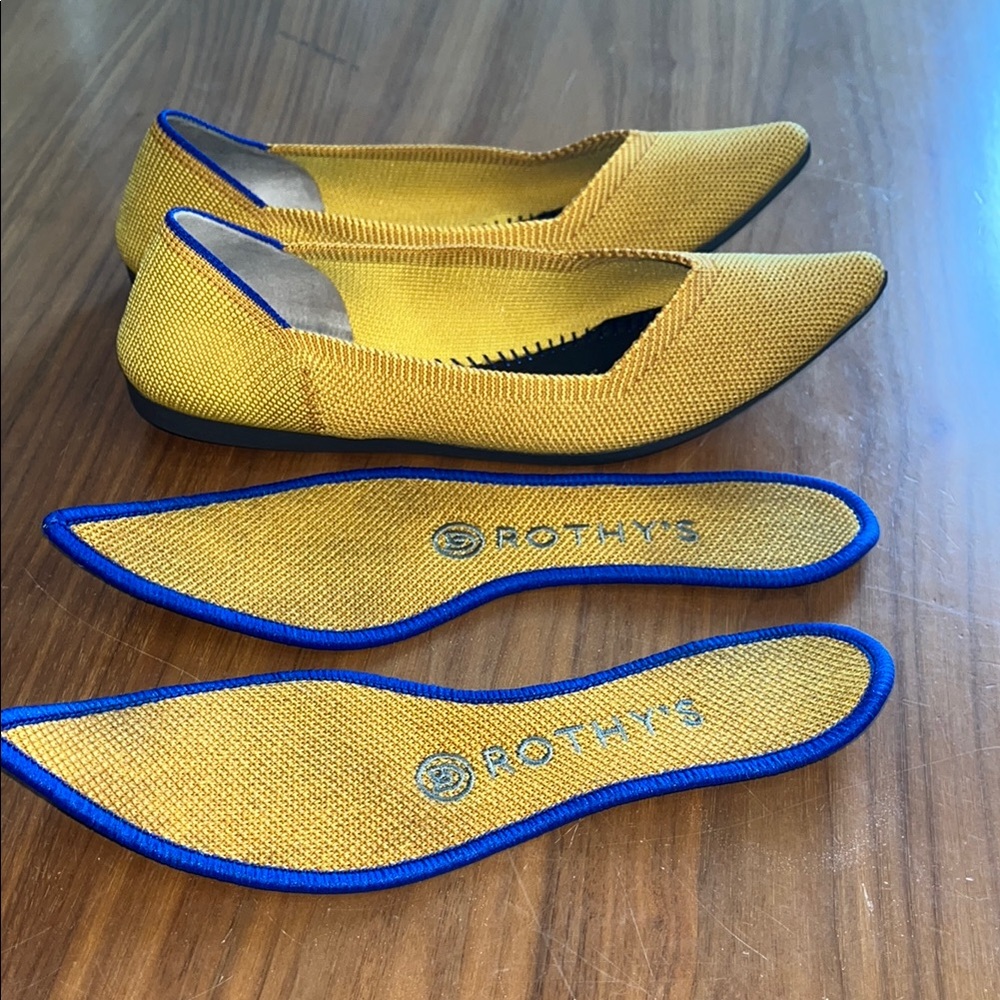 Rothy's Yellow and Blue Pointed-Toe Flats - Picture 7 of 7